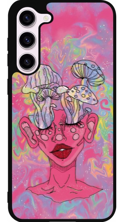 Coque Samsung Galaxy S23+ - Silicone rigide noir Psychedelic pink mushroom