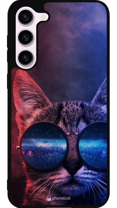 Samsung Galaxy S23+ Case Hülle - Silikon schwarz Red Blue Cat Glasses