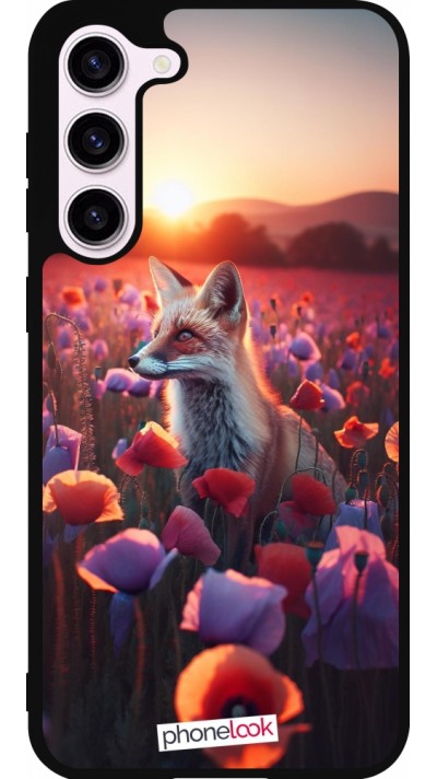 Samsung Galaxy S23+ Case Hülle - Silikon schwarz Purpurroter Fuchs bei Dammerung
