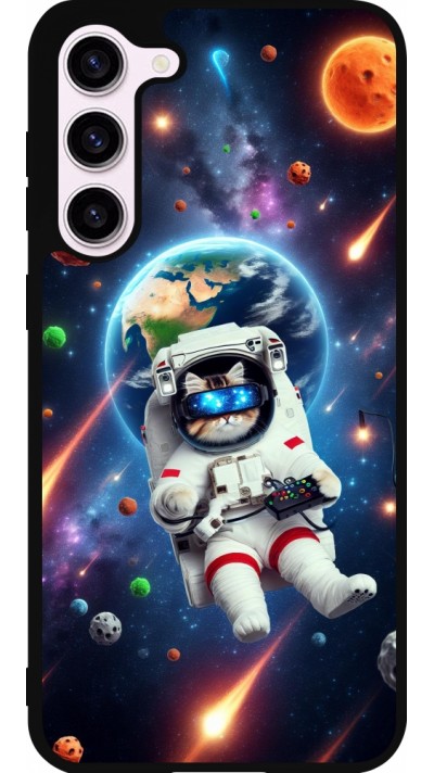 Coque Samsung Galaxy S23+ - Silicone rigide noir VR SpaceCat Odyssey