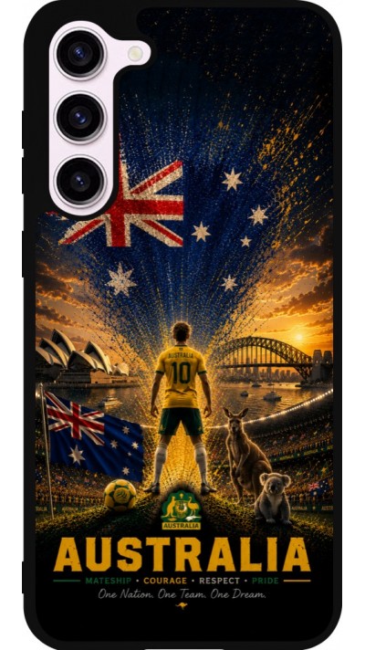 Coque Samsung Galaxy S23+ - Silicone rigide noir Football Australie splash 2026