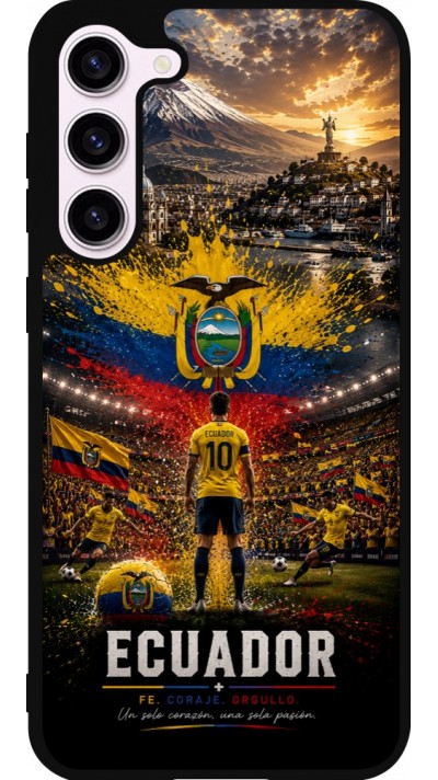 Coque Samsung Galaxy S23+ - Silicone rigide noir Football Équateur splash 2026