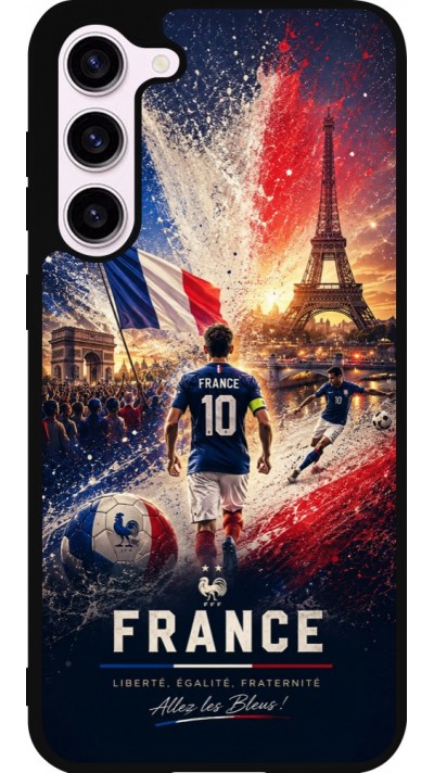 Coque Samsung Galaxy S23+ - Silicone rigide noir Football France splash 2026