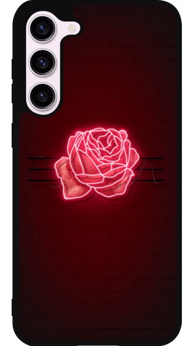 Coque Samsung Galaxy S23+ - Silicone rigide noir Spring 23 neon rose