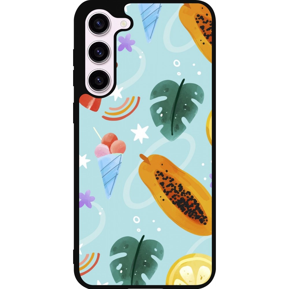 Coque Samsung Galaxy S23+ - Silicone rigide noir Summer 2025 Pattern papaya