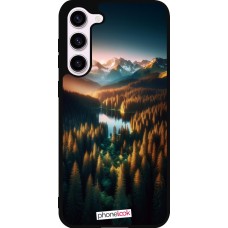 Samsung Galaxy S23+ Case Hülle - Silikon schwarz Sonnenuntergang Waldsee