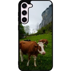 Coque Samsung Galaxy S23+ - Silicone rigide noir Fête Nationale Suisse Vaches