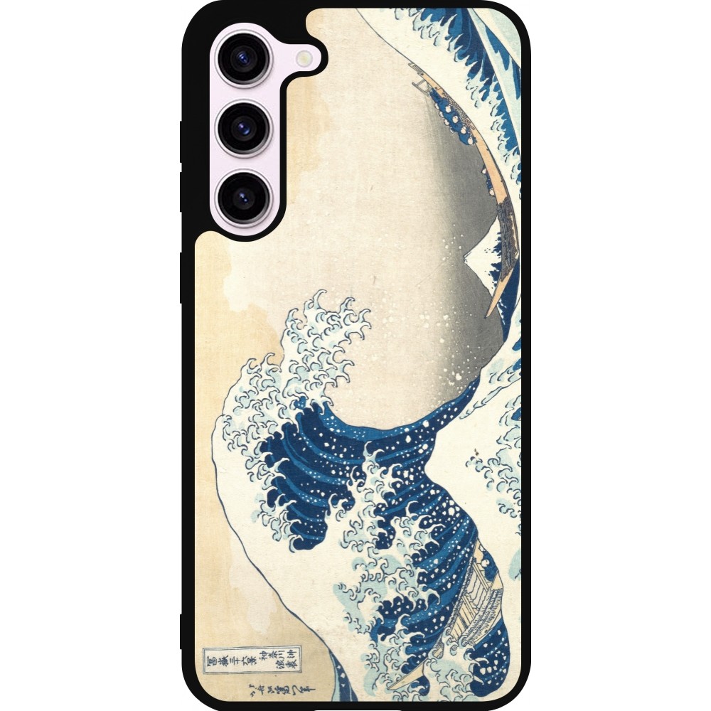 Coque Samsung Galaxy S23+ - Silicone rigide noir Tableau art - La Grande Vague de Kanagawa - Hokusai