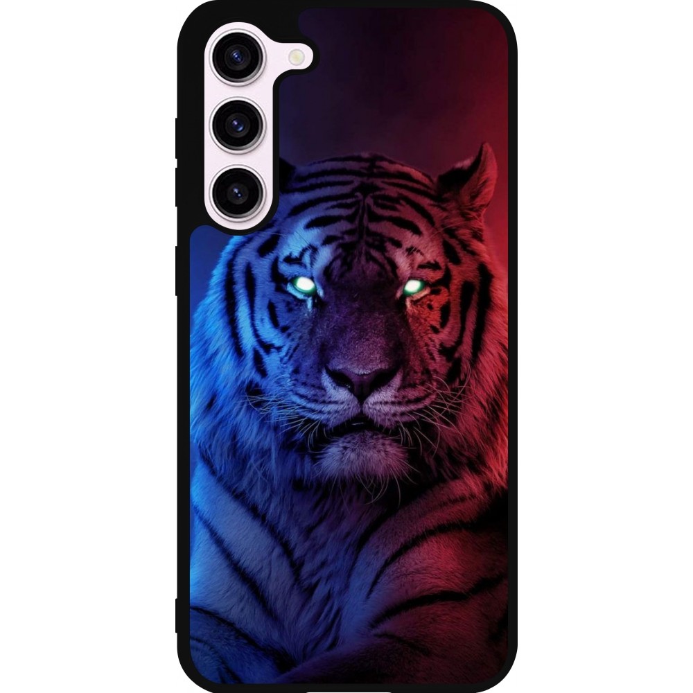 Coque Samsung Galaxy S23+ - Silicone rigide noir Tiger Blue Red