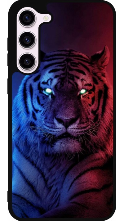 Coque Samsung Galaxy S23+ - Silicone rigide noir Tiger Blue Red