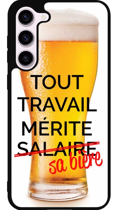 Coque Samsung Galaxy S23+ - Silicone rigide noir Tout travail mérite sa bière