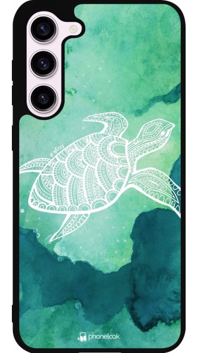 Coque Samsung Galaxy S23+ - Silicone rigide noir Turtle Aztec Watercolor