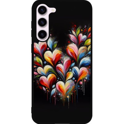 Samsung Galaxy S23+ Case Hülle - Silikon schwarz Valentin 2024 Schwarzes Herz Abstrakt