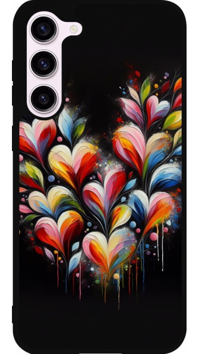Samsung Galaxy S23+ Case Hülle - Silikon schwarz Valentin 2024 Schwarzes Herz Abstrakt