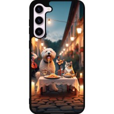 Samsung Galaxy S23+ Case Hülle - Silikon schwarz Valentin 2024 Hund & Katze Kerzenlicht