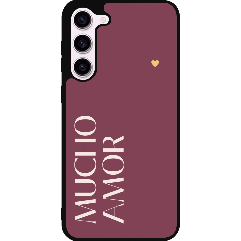 Coque Samsung Galaxy S23+ - Silicone rigide noir Valentine 2024 mucho amor rosado