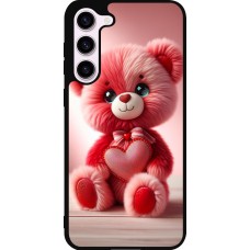 Coque Samsung Galaxy S23+ - Silicone rigide noir Valentine 2024 Ourson rose