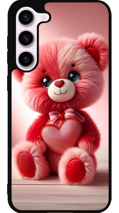 Samsung Galaxy S23+ Case Hülle - Silikon schwarz Valentin 2024 Rosaroter Teddybär