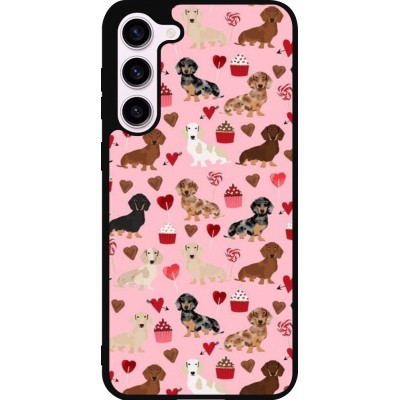Coque Samsung Galaxy S23+ - Silicone rigide noir Valentine 2024 puppy love