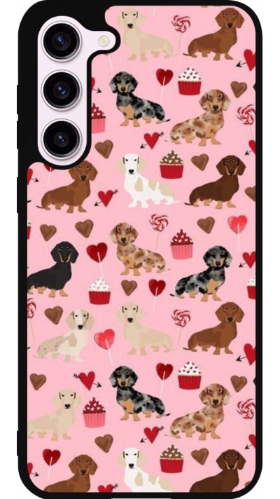 Coque Samsung Galaxy S23+ - Silicone rigide noir Valentine 2024 puppy love