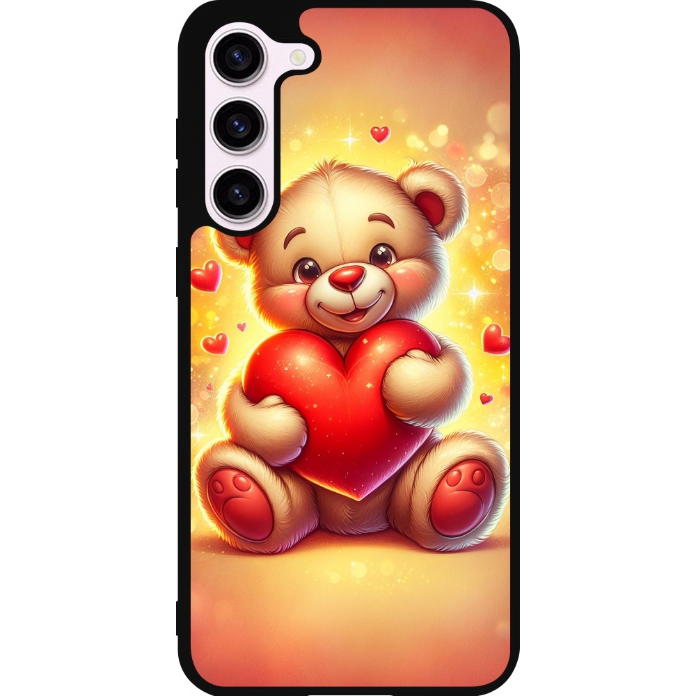 Coque Samsung Galaxy S23+ - Silicone rigide noir Valentine 2024 Teddy love