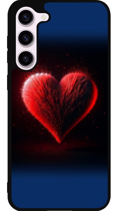 Coque Samsung Galaxy S23+ - Silicone rigide noir Valentine 2025 coeur rouge