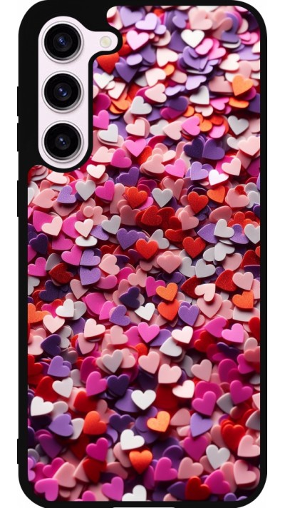 Coque Samsung Galaxy S23+ - Silicone rigide noir Valentine 2025 Confetti