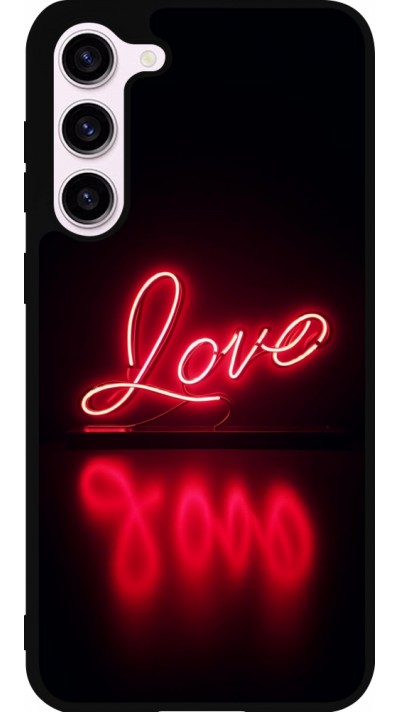 Coque Samsung Galaxy S23+ - Silicone rigide noir Valentine 2025 Neon Love