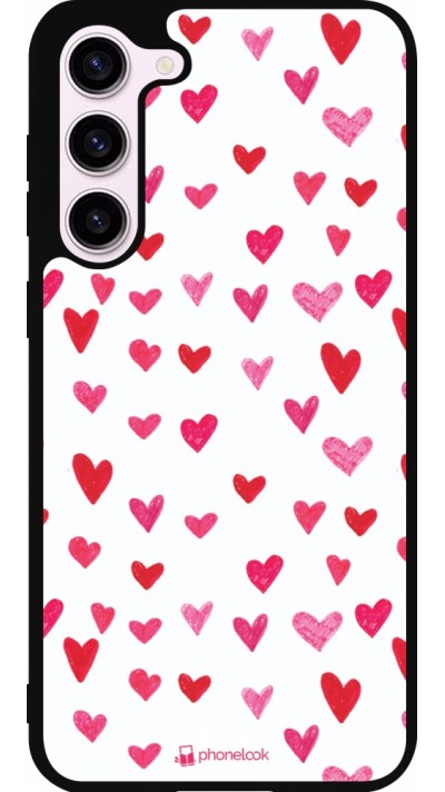 Coque Samsung Galaxy S23+ - Silicone rigide noir Valentine 2022 Many pink hearts