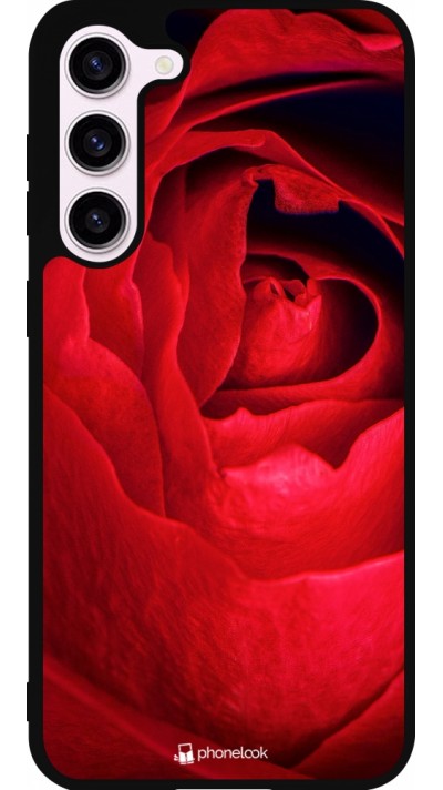 Coque Samsung Galaxy S23+ - Silicone rigide noir Valentine 2022 Rose