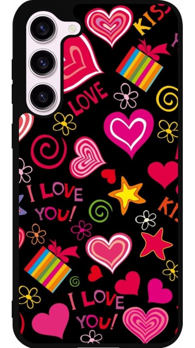 Coque Samsung Galaxy S23+ - Silicone rigide noir Valentine 2023 love symbols