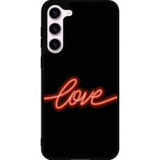 Coque Samsung Galaxy S23+ - Silicone rigide noir Valentine 2023 neon love