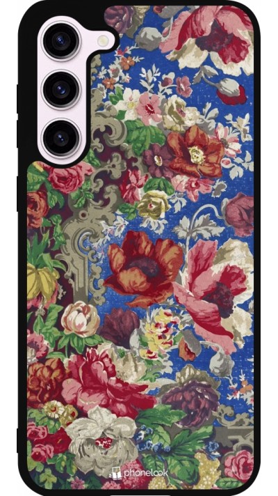 Coque Samsung Galaxy S23+ - Silicone rigide noir Vintage Art Flowers