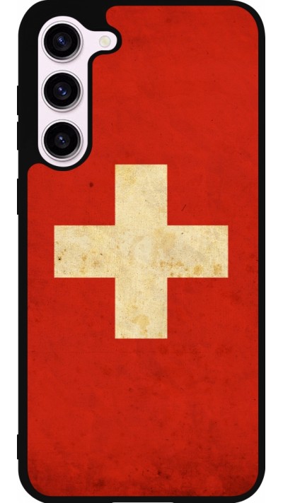 Coque Samsung Galaxy S23+ - Silicone rigide noir Vintage Flag SWISS