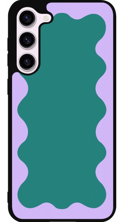 Coque Samsung Galaxy S23+ - Silicone rigide noir Wavy Rectangle Green Purple