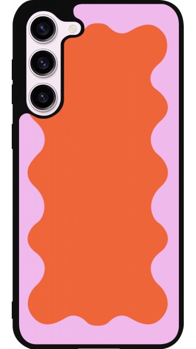 Coque Samsung Galaxy S23+ - Silicone rigide noir Wavy Rectangle Orange Pink