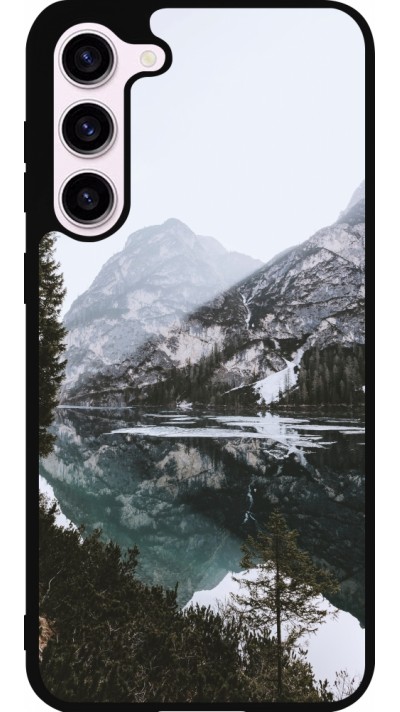 Coque Samsung Galaxy S23+ - Silicone rigide noir Winter 22 snowy mountain and lake