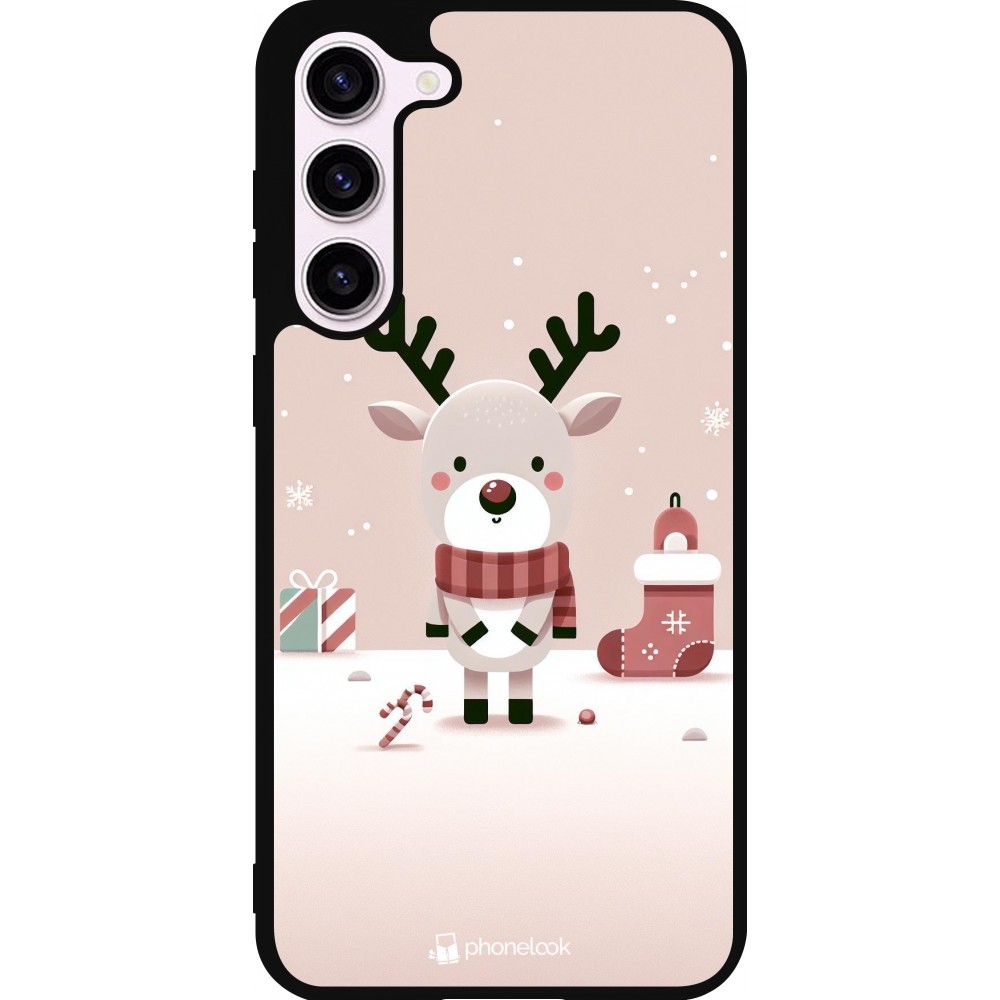 Coque Samsung Galaxy S23+ - Silicone rigide noir Noël 2023 Choupinette Renne