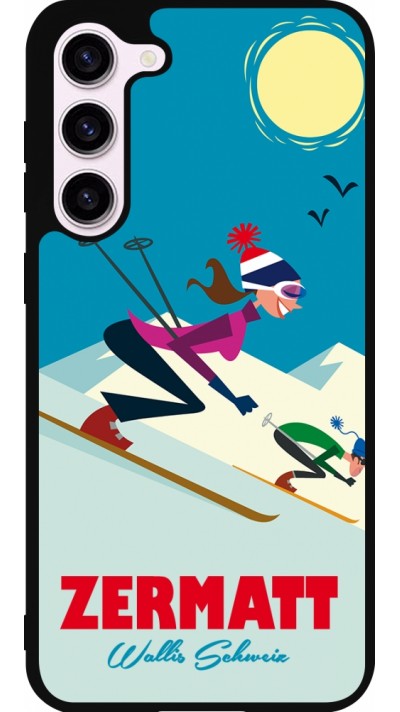 Coque Samsung Galaxy S23+ - Silicone rigide noir Zermatt Ski Downhill