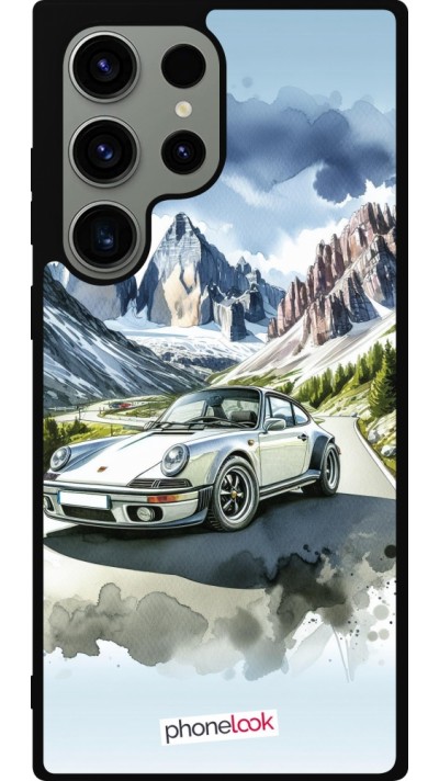 Samsung Galaxy S23 Ultra Case Hülle - Silikon schwarz Porsche 911 Berg Aquarell