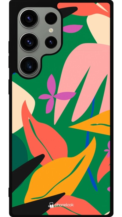 Coque Samsung Galaxy S23 Ultra - Silicone rigide noir Abstract Jungle