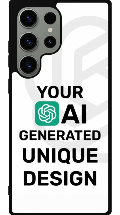 Coque Samsung Galaxy S23 Ultra - Silicone rigide noir 100% unique générée par intelligence artificielle (AI) avec vos idées