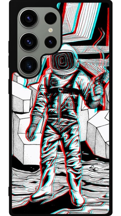 Samsung Galaxy S23 Ultra Case Hülle - Silikon schwarz Anaglyph Astronaut