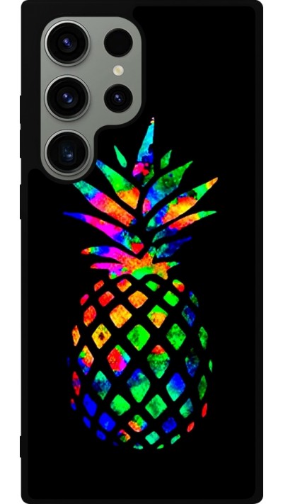 Coque Samsung Galaxy S23 Ultra - Silicone rigide noir Ananas Multi-colors