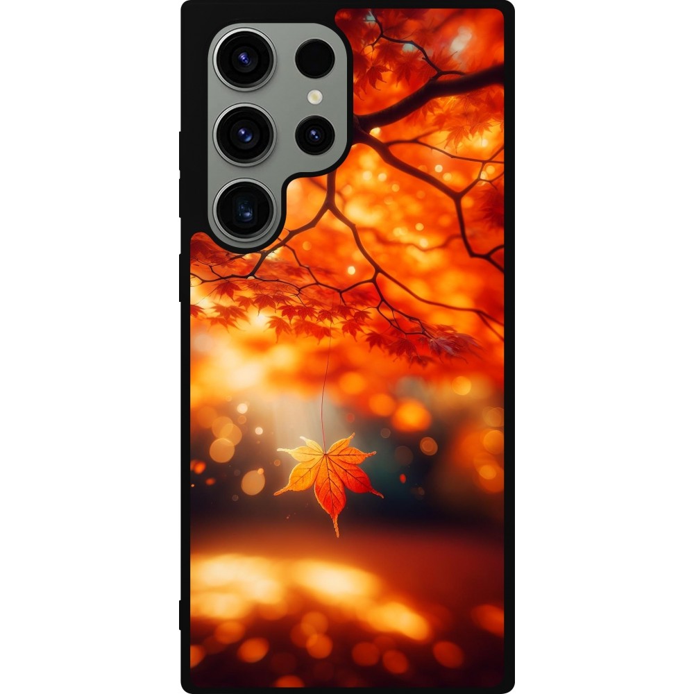 Samsung Galaxy S23 Ultra Case Hülle - Silikon schwarz Herbst Magisch Orange