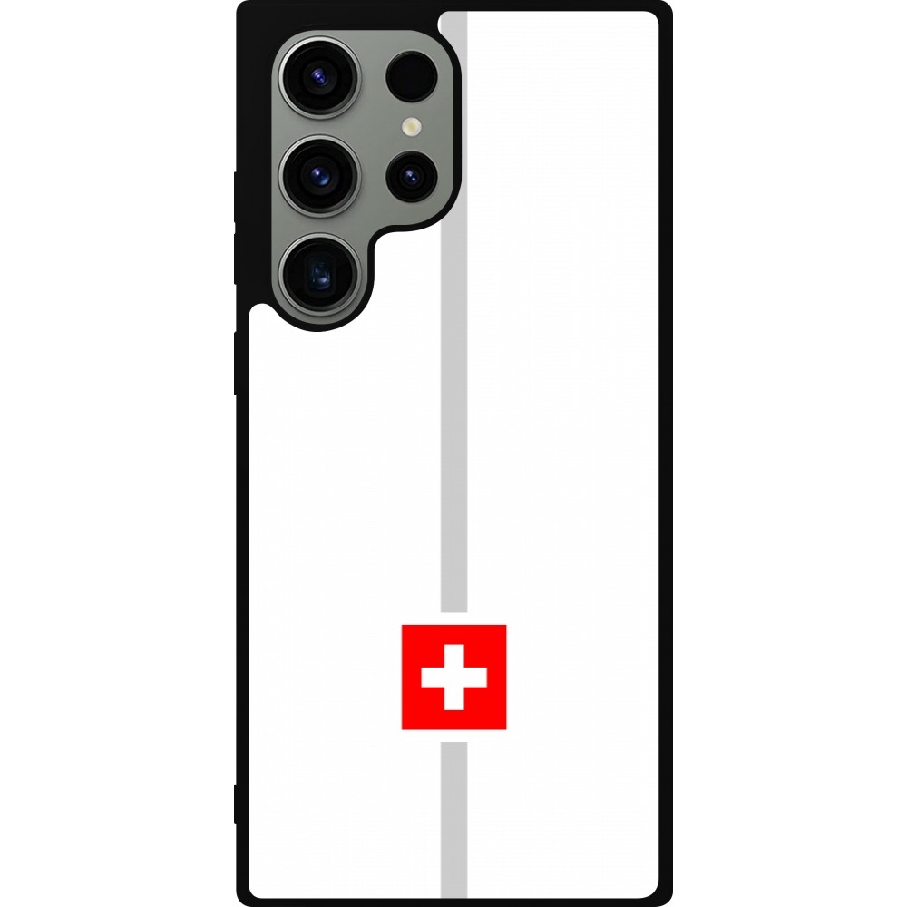 Samsung Galaxy S23 Ultra Case Hülle - Silikon schwarz Kanton CH weiss