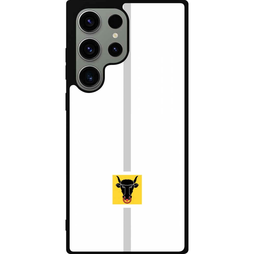 Coque Samsung Galaxy S23 Ultra - Silicone rigide noir Canton UR blanc