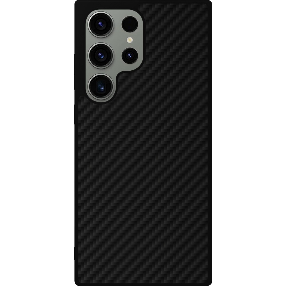 Coque Samsung Galaxy S23 Ultra - Silicone rigide noir Carbon Basic