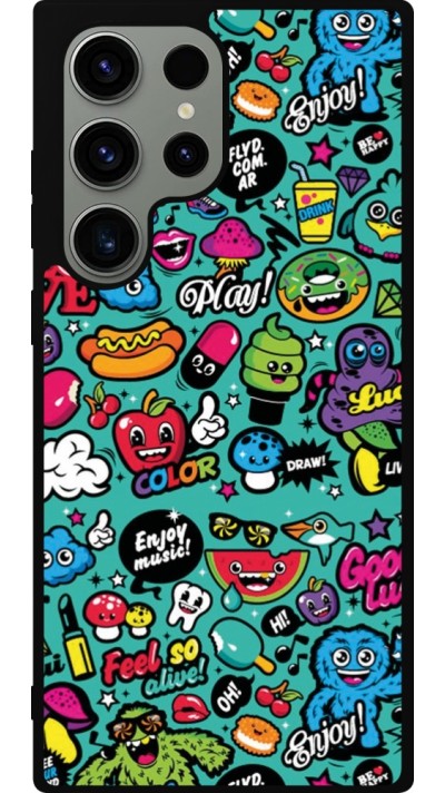 Coque Samsung Galaxy S23 Ultra - Silicone rigide noir Cartoons old school