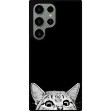 Coque Samsung Galaxy S23 Ultra - Silicone rigide noir Cat Looking Up Black